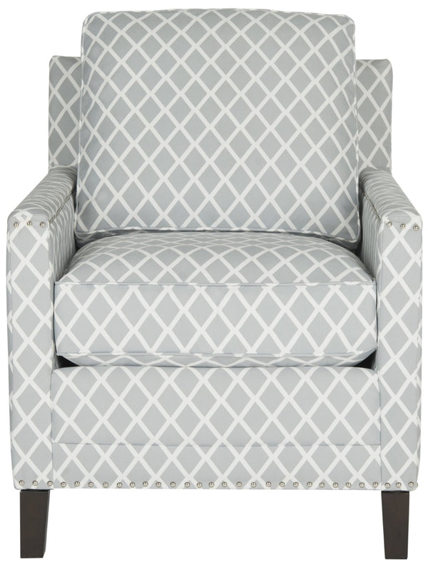 Safavieh Buckler Club Chair - Contemporary Diamond Upholstery With Silver Nail Heads For Timeless Elegance Grey / White MCR4613E