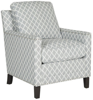 Safavieh Buckler Club Chair - Contemporary Diamond Upholstery With Silver Nail Heads For Timeless Elegance Grey / White MCR4613E