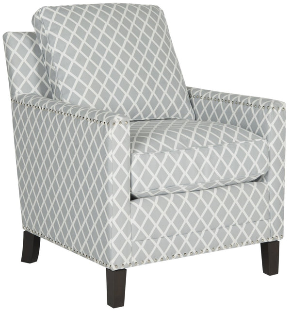 Safavieh Buckler Club Chair - Contemporary Diamond Upholstery With Silver Nail Heads For Timeless Elegance Grey / White MCR4613E