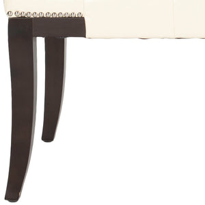Safavieh Gibbons Bench - Elegant Upholstered Seating With Tufted Design, Silver Nail Heads & Espresso Legs Flat Cream MCR4614B