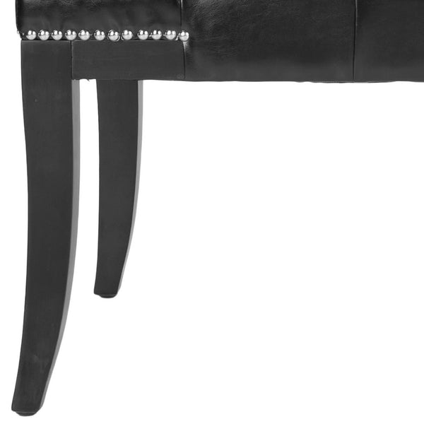 Safavieh Gibbons Bench - Elegant Upholstered Seating With Tufted Design, Silver Nail Heads & Espresso Legs Black MCR4614C