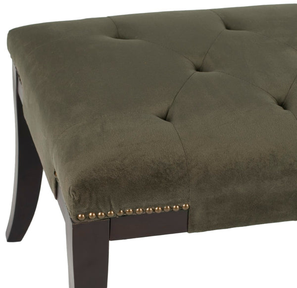 Safavieh Gibbons Bench - Luxurious Graphite Cotton Velour With Brass Nail Heads, Perfect For Any Room MCR4614D