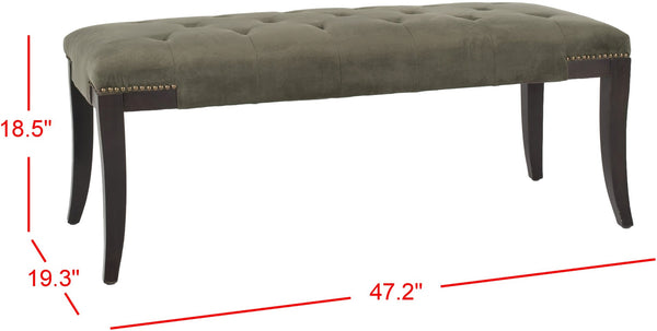 Safavieh Gibbons Bench - Luxurious Graphite Cotton Velour With Brass Nail Heads, Perfect For Any Room MCR4614D