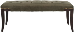 Safavieh Gibbons Bench - Luxurious Graphite Cotton Velour With Brass Nail Heads, Perfect For Any Room MCR4614D