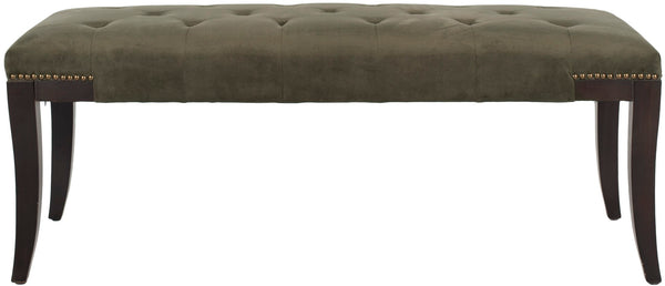 Safavieh Gibbons Bench - Luxurious Graphite Cotton Velour With Brass Nail Heads, Perfect For Any Room MCR4614D
