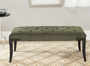 Safavieh Gibbons Bench - Luxurious Graphite Cotton Velour With Brass Nail Heads, Perfect For Any Room MCR4614D