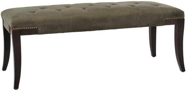 Safavieh Gibbons Bench - Luxurious Graphite Cotton Velour With Brass Nail Heads, Perfect For Any Room MCR4614D