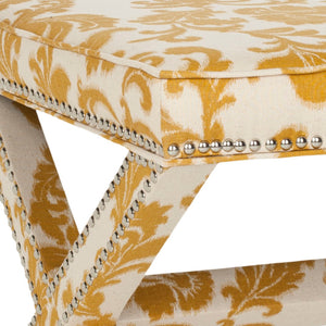 Safavieh Melanie Luxurious Linen-Cotton X-Bench With Silver Nail Heads For Stylish Home Décor & Seating MCR4617B