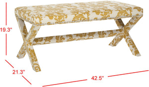 Safavieh Melanie Luxurious Linen-Cotton X-Bench With Silver Nail Heads For Stylish Home Décor & Seating MCR4617B