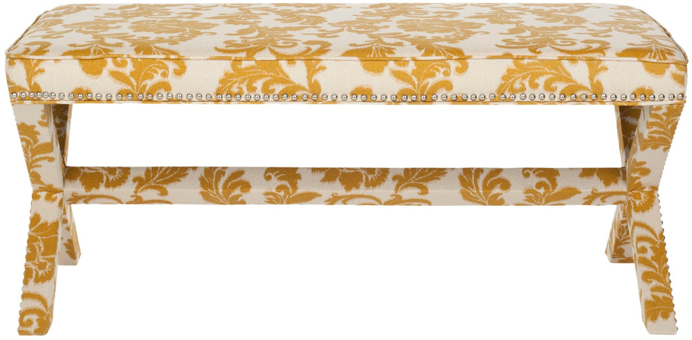 Safavieh Melanie Luxurious Linen-Cotton X-Bench With Silver Nail Heads For Stylish Home Décor & Seating MCR4617B