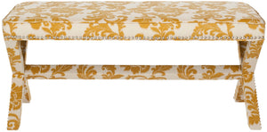 Safavieh Melanie Luxurious Linen-Cotton X-Bench With Silver Nail Heads For Stylish Home Décor & Seating MCR4617B