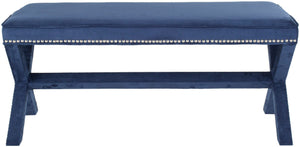 Safavieh Melanie Extended Upholstered Bench In Navy Suede - Stylish Accent For Living Rooms & Bedrooms MCR4617F