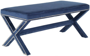 Safavieh Melanie Extended Upholstered Bench In Navy Suede - Stylish Accent For Living Rooms & Bedrooms MCR4617F