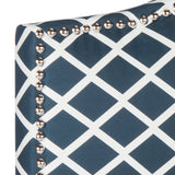 Safavieh Connie Blue & White Headboard Silver Nail Head Navy & White MCR4620Z