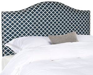 Safavieh Connie Blue & White Headboard Silver Nail Head Navy & White MCR4620Z