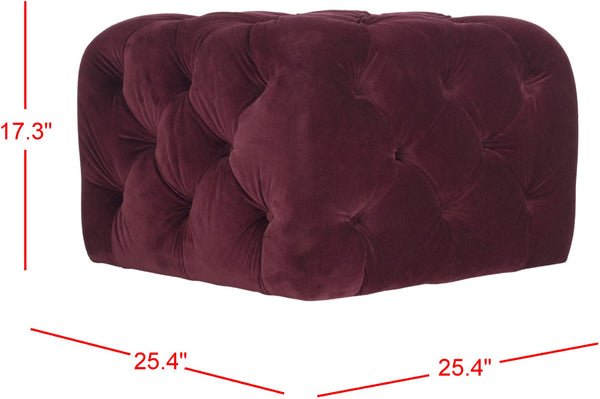 Safavieh Kenan Tufted Ottoman Bordeaux MCR4635A