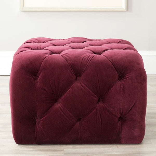 Safavieh Kenan Tufted Ottoman Bordeaux MCR4635A