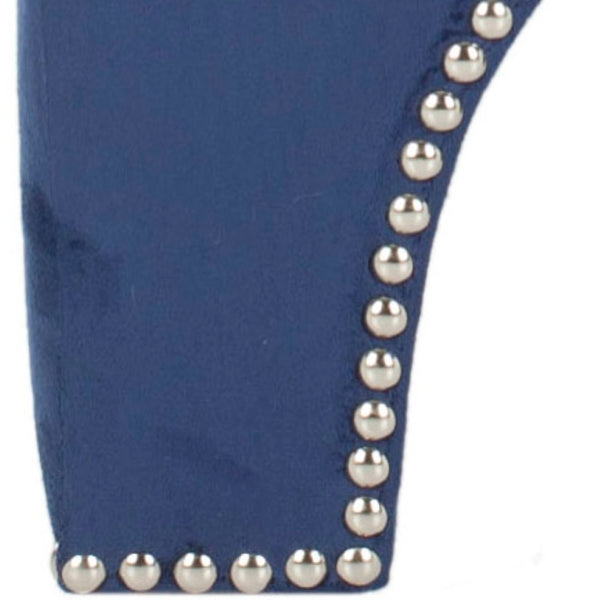Safavieh Grant Ottoman In Sumptuous Navy Velvet With Glam Silver Nail Heads For Chic Living Room Style MCR4636C