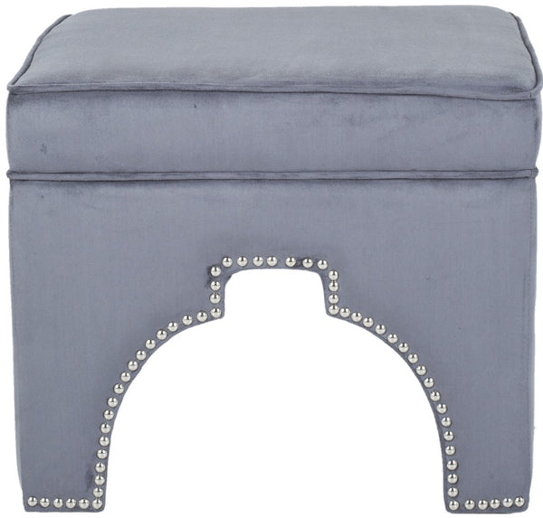Safavieh Grant Ottoman - Elegant Moorish Arch Design With Polished Silver Nail Heads For Any Living Space Grey MCR4636D