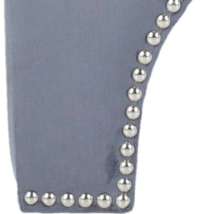 Safavieh Grant Ottoman - Elegant Moorish Arch Design With Polished Silver Nail Heads For Any Living Space Grey MCR4636D