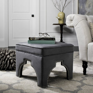 Safavieh Grant Ottoman - Elegant Moorish Arch Design With Polished Silver Nail Heads For Any Living Space Grey MCR4636D