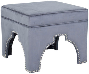 Safavieh Grant Ottoman - Elegant Moorish Arch Design With Polished Silver Nail Heads For Any Living Space Grey MCR4636D