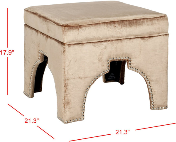 Safavieh Grant Ottoman - Elegant Moorish Arch Design With Polished Silver Nail Heads For Any Living Space Mink Brown MCR4636F