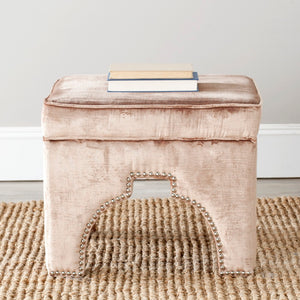 Safavieh Grant Ottoman - Elegant Moorish Arch Design With Polished Silver Nail Heads For Any Living Space Mink Brown MCR4636F