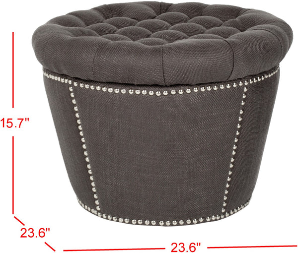 Safavieh Vanessa Ottoman Silver Nail Heads Charcoal MCR4637B
