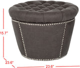 Safavieh Vanessa Ottoman Silver Nail Heads Charcoal MCR4637B