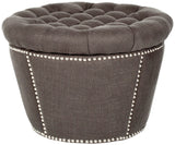 Safavieh Vanessa Ottoman Silver Nail Heads Charcoal MCR4637B