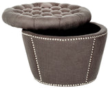 Safavieh Vanessa Ottoman Silver Nail Heads Charcoal MCR4637B