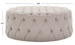 Safavieh Charlene Tufted Cocktail Ottoman - Glamorous Vintage-Inspired Centerpiece For Modern Living Spaces Taupe MCR4638A