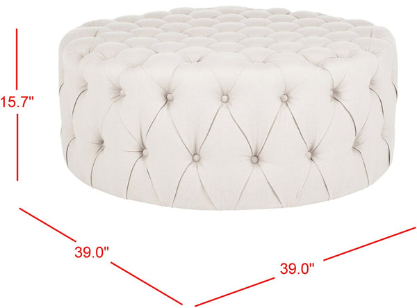 Safavieh Charlene Tufted Cocktail Ottoman - Glamorous Vintage-Inspired Centerpiece For Modern Living Spaces Taupe MCR4638A