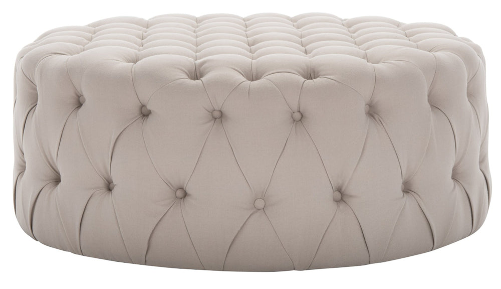 Safavieh Charlene Tufted Cocktail Ottoman - Glamorous Vintage-Inspired Centerpiece For Modern Living Spaces Taupe MCR4638A