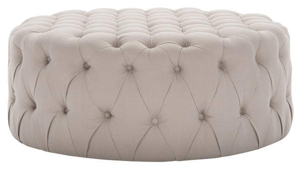 Safavieh Charlene Tufted Cocktail Ottoman - Glamorous Vintage-Inspired Centerpiece For Modern Living Spaces Taupe MCR4638A
