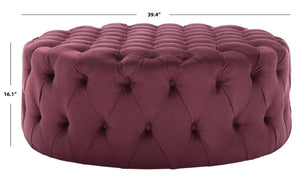 Safavieh Charlene Tufted Cocktail Ottoman - Glamorous Vintage-Inspired Centerpiece For Modern Living Spaces Bordeaux MCR4638B