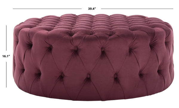 Safavieh Charlene Tufted Cocktail Ottoman - Glamorous Vintage-Inspired Centerpiece For Modern Living Spaces Bordeaux MCR4638B