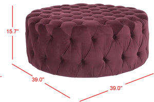 Safavieh Charlene Tufted Cocktail Ottoman - Glamorous Vintage-Inspired Centerpiece For Modern Living Spaces Bordeaux MCR4638B