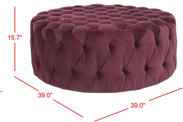 Safavieh Charlene Tufted Cocktail Ottoman - Glamorous Vintage-Inspired Centerpiece For Modern Living Spaces Bordeaux MCR4638B