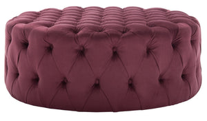 Safavieh Charlene Tufted Cocktail Ottoman - Glamorous Vintage-Inspired Centerpiece For Modern Living Spaces Bordeaux MCR4638B