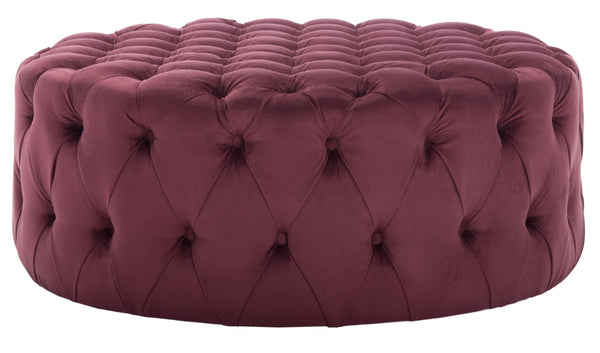Safavieh Charlene Tufted Cocktail Ottoman - Glamorous Vintage-Inspired Centerpiece For Modern Living Spaces Bordeaux MCR4638B