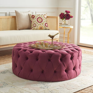 Safavieh Charlene Tufted Cocktail Ottoman - Glamorous Vintage-Inspired Centerpiece For Modern Living Spaces Bordeaux MCR4638B