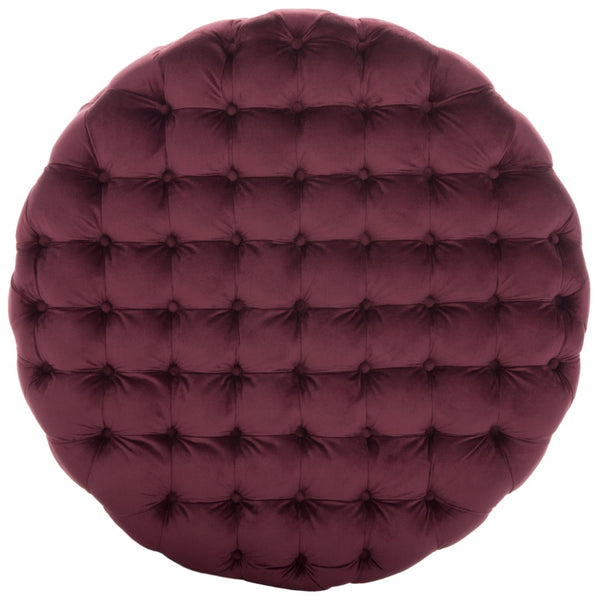 Safavieh Charlene Tufted Cocktail Ottoman - Glamorous Vintage-Inspired Centerpiece For Modern Living Spaces Bordeaux MCR4638B
