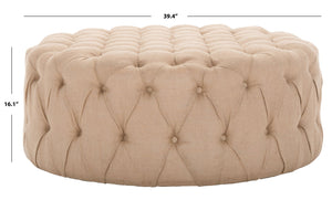 Safavieh Charlene Tufted Cocktail Ottoman - Glamorous Vintage-Inspired Centerpiece For Modern Living Spaces Wheat MCR4638C
