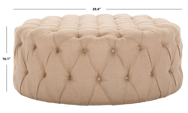 Safavieh Charlene Tufted Cocktail Ottoman - Glamorous Vintage-Inspired Centerpiece For Modern Living Spaces Wheat MCR4638C