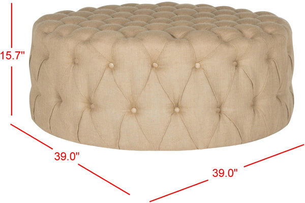 Safavieh Charlene Tufted Cocktail Ottoman - Glamorous Vintage-Inspired Centerpiece For Modern Living Spaces Wheat MCR4638C