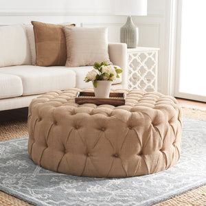 Safavieh Charlene Tufted Cocktail Ottoman - Glamorous Vintage-Inspired Centerpiece For Modern Living Spaces Wheat MCR4638C