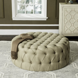 Safavieh Charlene Tufted Cocktail Ottoman - Glamorous Vintage-Inspired Centerpiece For Modern Living Spaces Antique Gold MCR4638G
