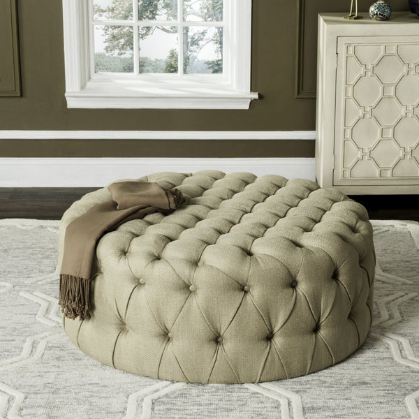 Safavieh Charlene Tufted Cocktail Ottoman - Glamorous Vintage-Inspired Centerpiece For Modern Living Spaces Antique Gold MCR4638G